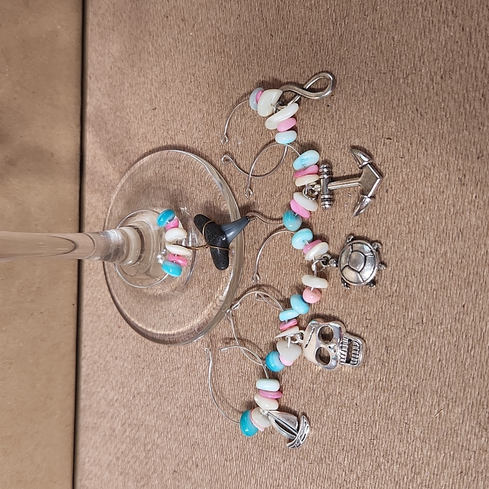 Handmade Nautical Wine Charms Set of 6